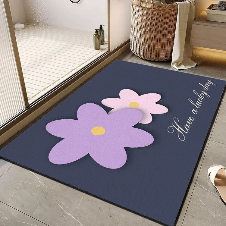 Cheerful Floral Message Bath Mat Kalsten