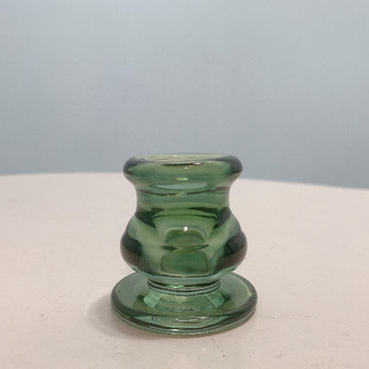 Handblown Smoky Glass Taper and Short Pillar Candle Holder Acalora