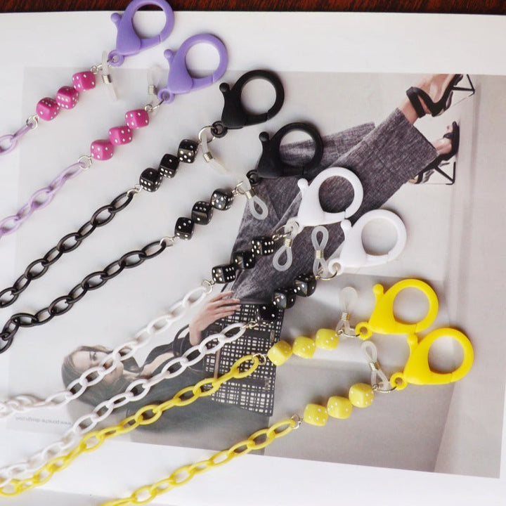 Fashionable glasses holder chain made of plastic with colorful beads Kalsten