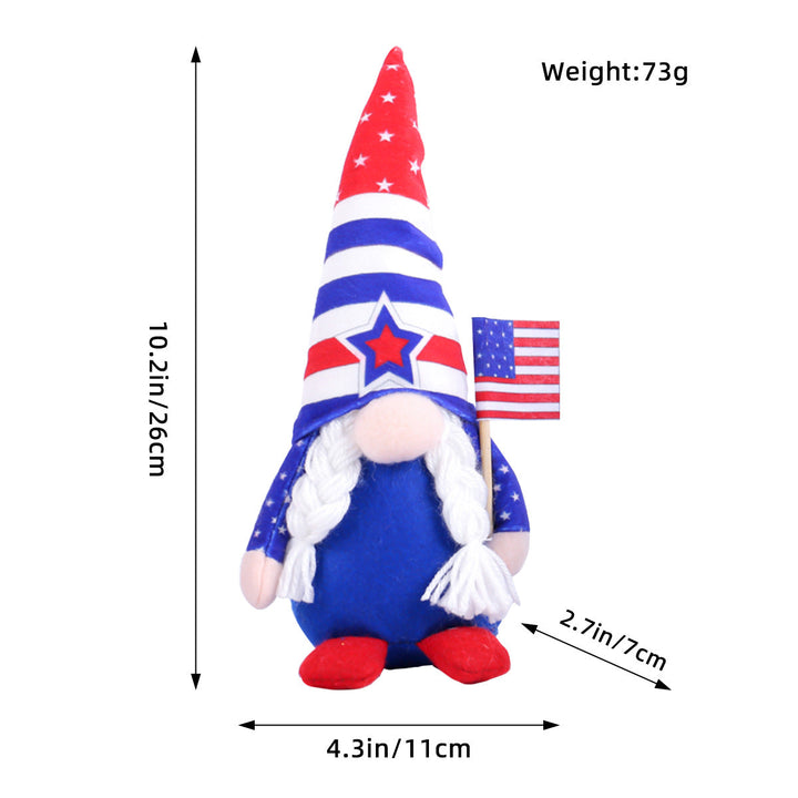 Unisex nan Patriotic Americana Decorative Gnome Plush Set with Star-Spangled Hats Kalsten