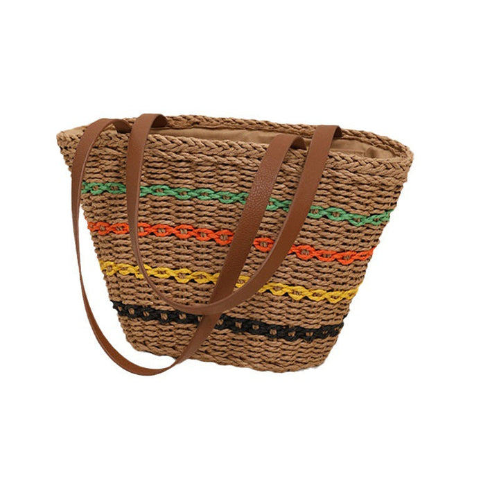 Trendy Straw Bag with Colorful Details Kalsten