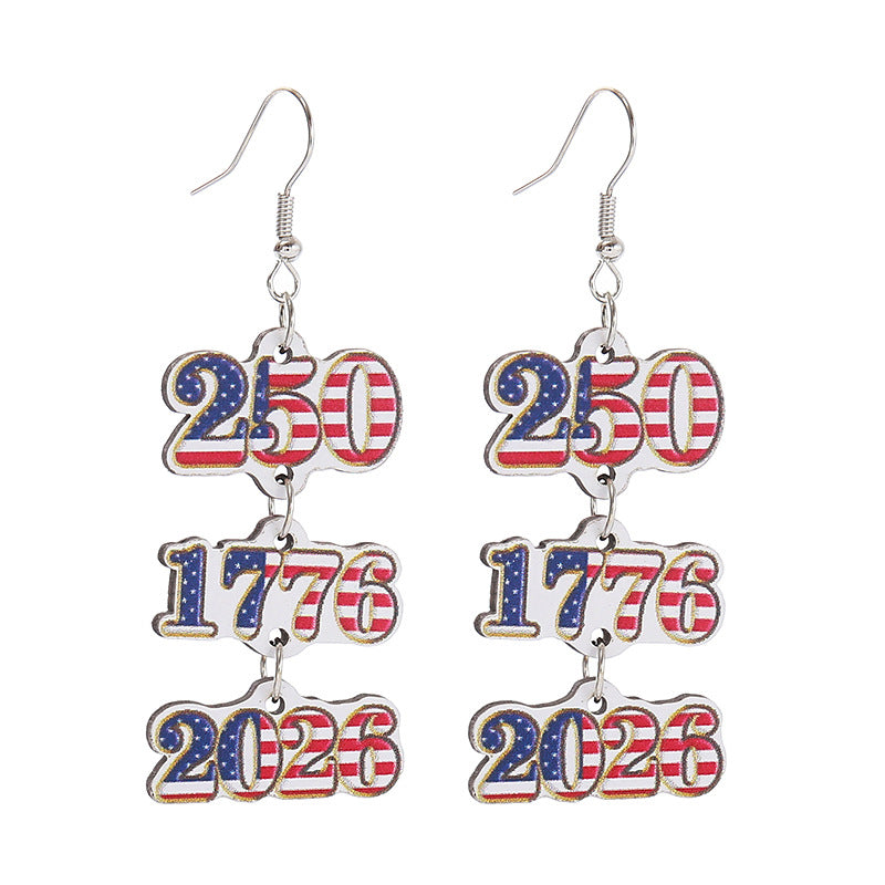 Women's nan patriotic triple-charm dangly novelty earrings with cowboy hat heart bow Kalsten