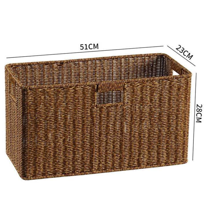 Handwoven Rectangular Storage Bin with Cutout Handles Kalsten