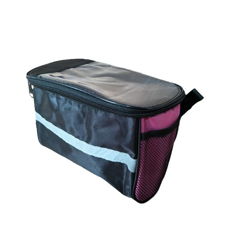 waterproof bicycle handlebar storage bag with clear touchscreen phone pocket and reflective safety strip Kalsten