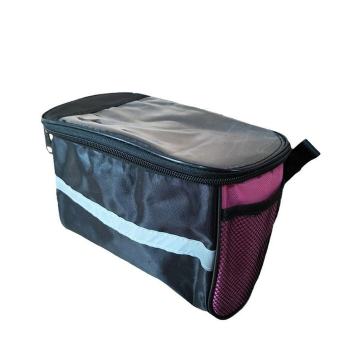 waterproof bicycle handlebar storage bag with clear touchscreen phone pocket and reflective safety strip Kalsten