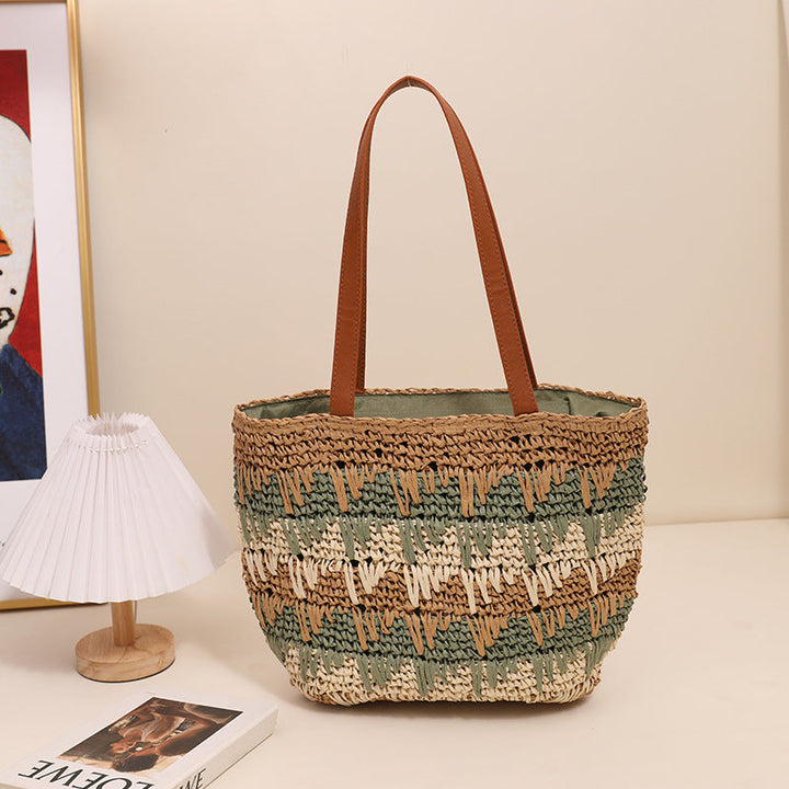 Braided tote bag with unique pattern mix Kalsten