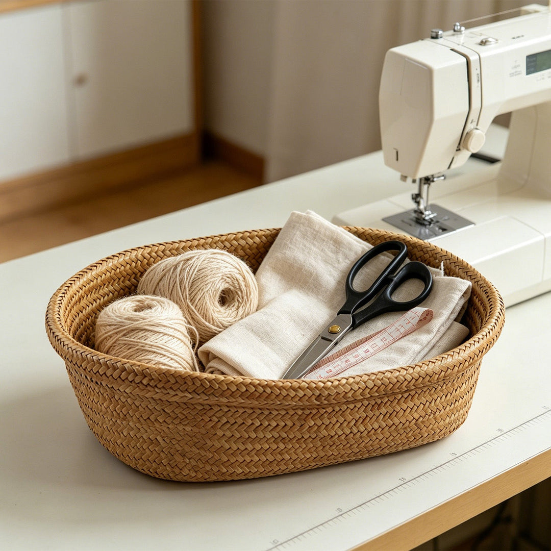 Unisex Oval Storage Basket made of Woven Natural Material Kalsten