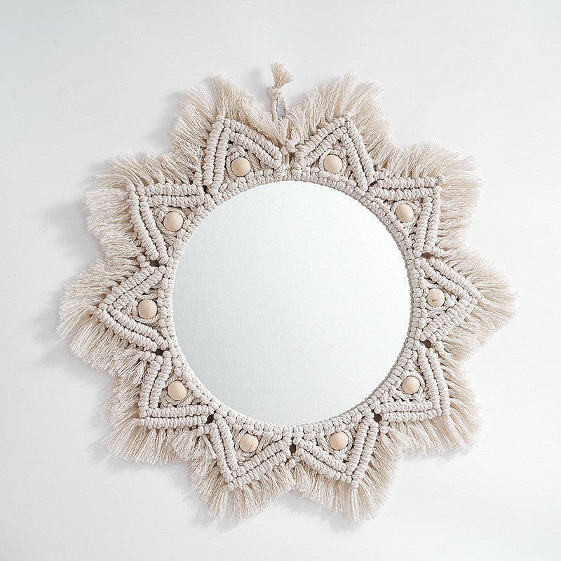 Decorative Macrame Star-Shaped Wall Mirror Acalora