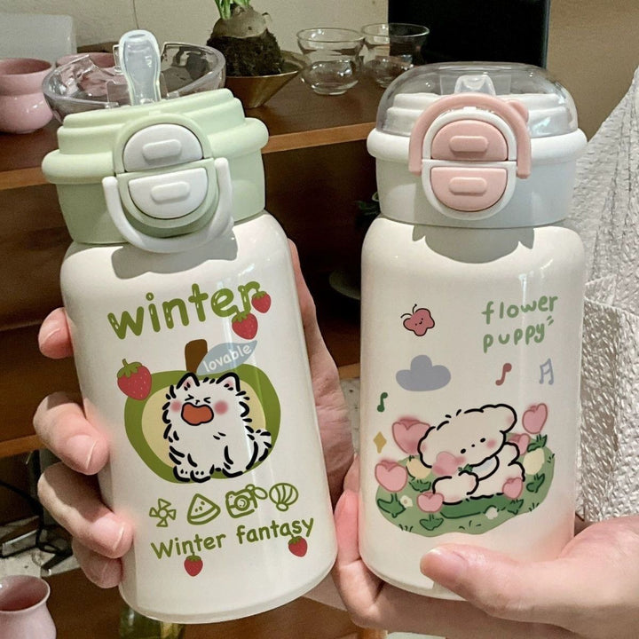Ladies drinking bottle with cute animal design and innovative closure system Kalsten