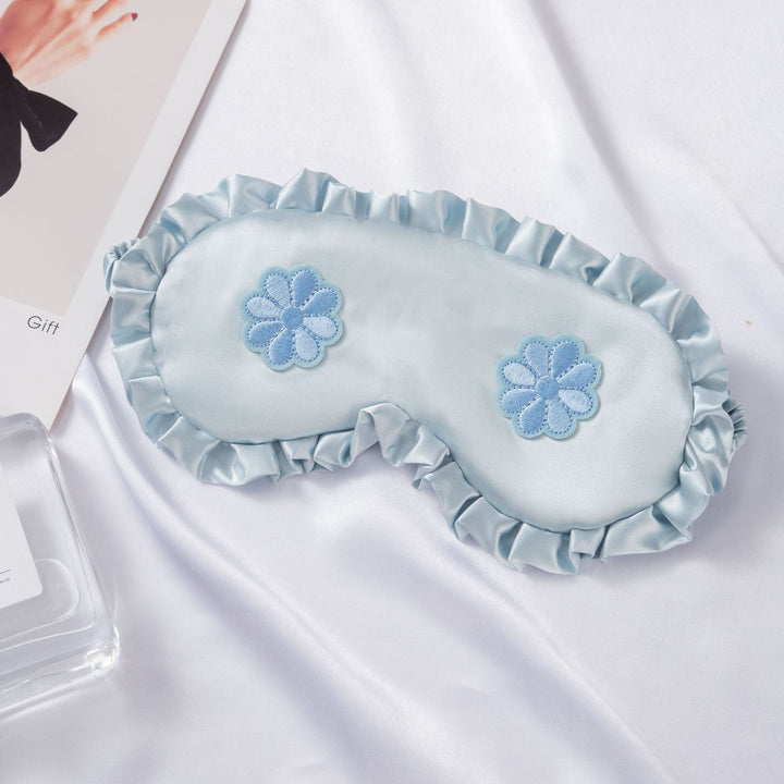 Women's embroidered satin sleep mask with gathered ruffled edge and soft padding Kalsten