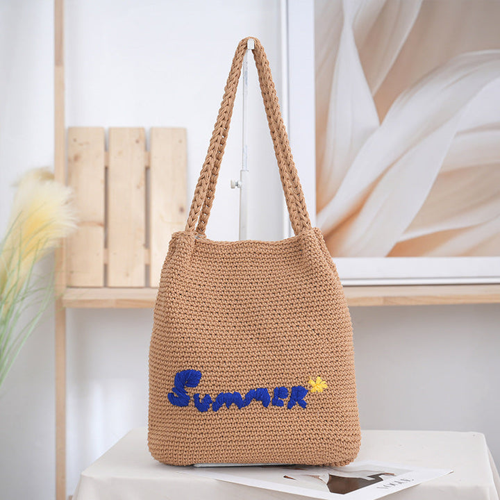 Handcrafted straw bag with summer motif Kalsten
