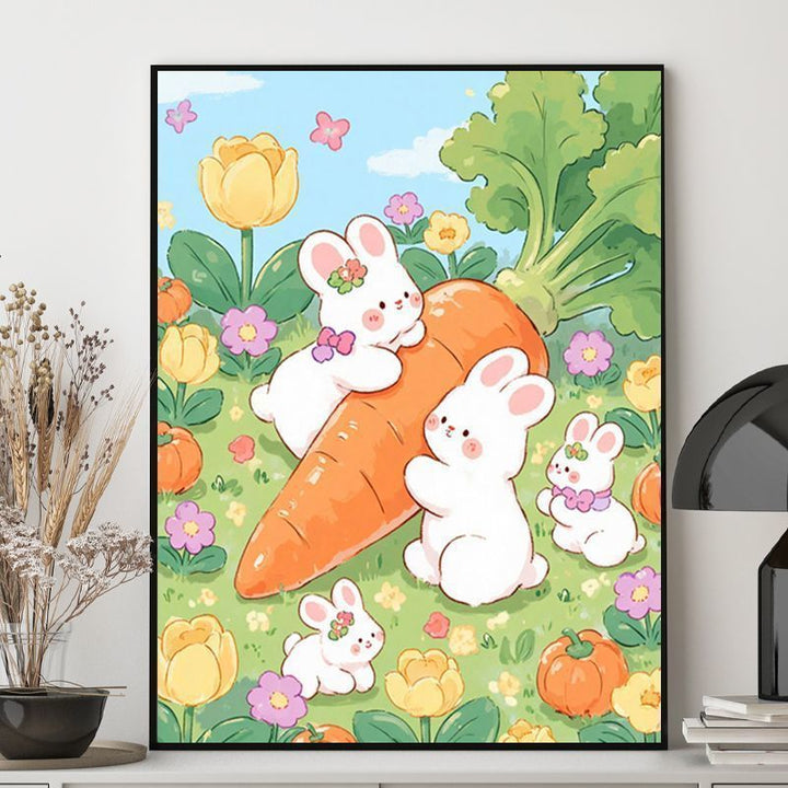 Cute Bunny-Themed Illustration Canvas Art Kalsten