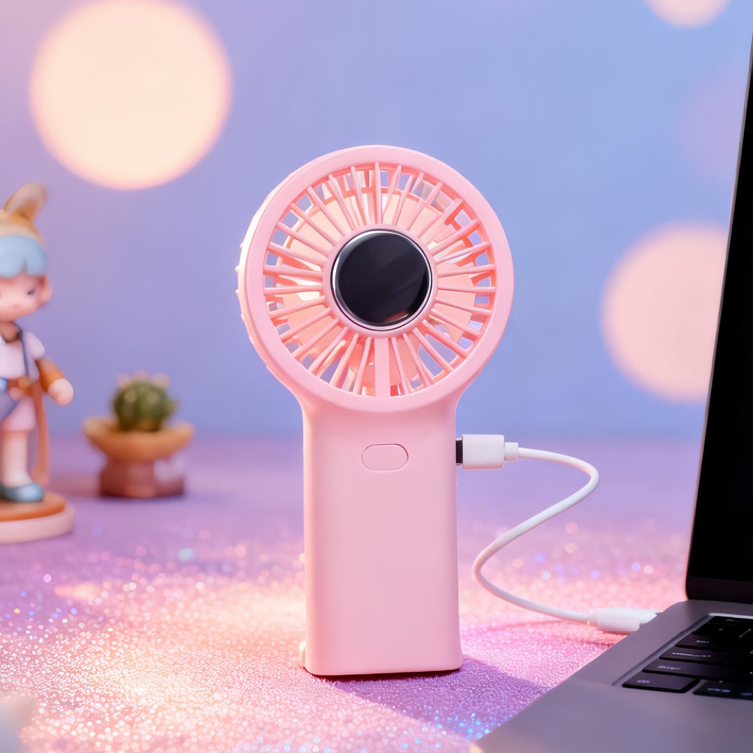 Women's portable handheld fan with ergonomic design and USB charging port Kalsten