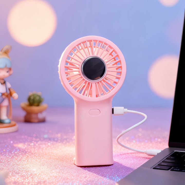 Women's portable handheld fan with ergonomic design and USB charging port Kalsten
