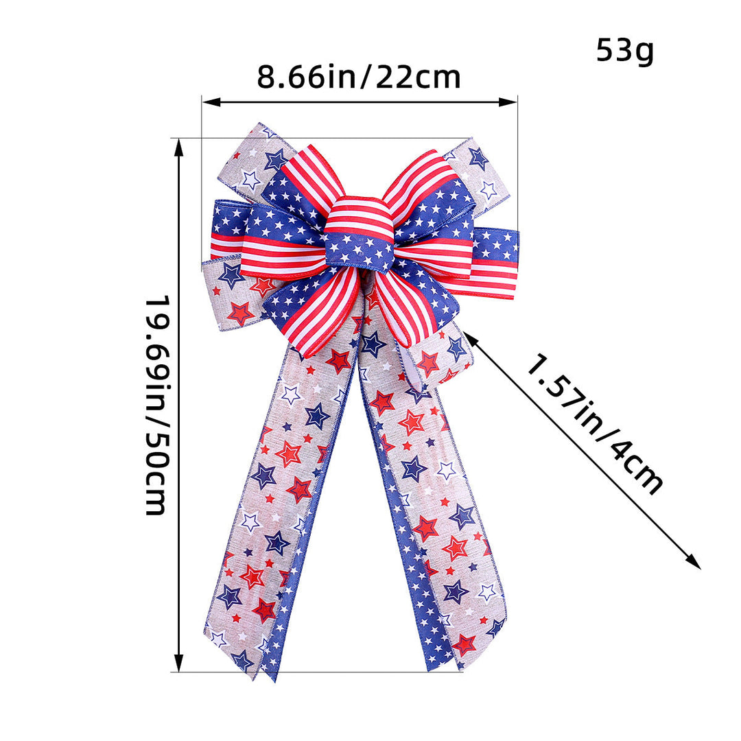 Unisex nan patriotic USA star and stripe ribbon bow set with wired tails and clip attachment Kalsten