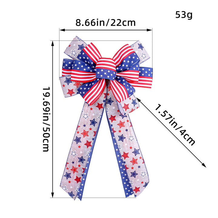 Unisex nan patriotic USA star and stripe ribbon bow set with wired tails and clip attachment Kalsten