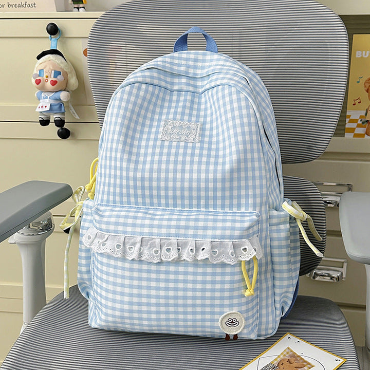 Charming Gingham Pattern School Backpack