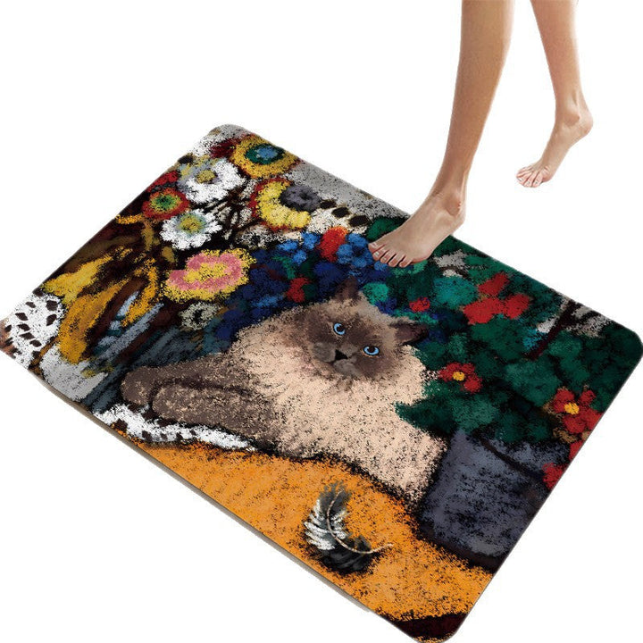 Cartoon Cat-Themed Bath Mat Kalsten
