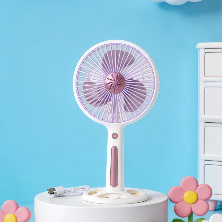 Women's Portable Mini Fan with USB Charging Function and Ergonomic Handle Kalsten
