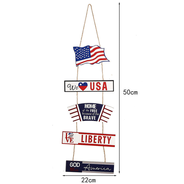 Unisex nan hanging patriotic wood wall decoration with multi-part panels and rope suspension Kalsten
