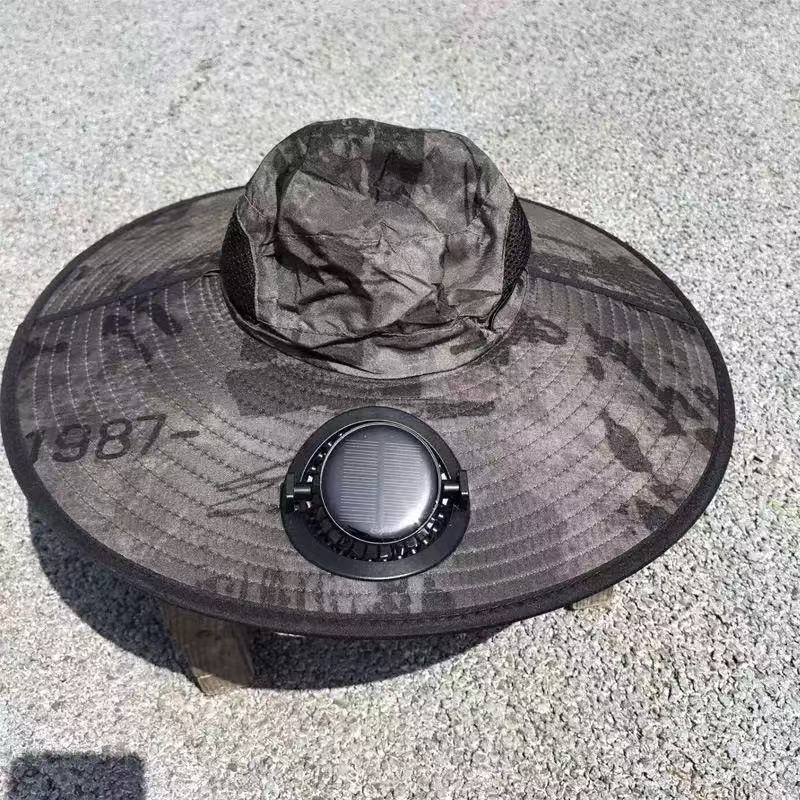 Ventilated outdoor fishing hat with two rechargeable fans, waterproof material and adjustable chin strap Kalsten