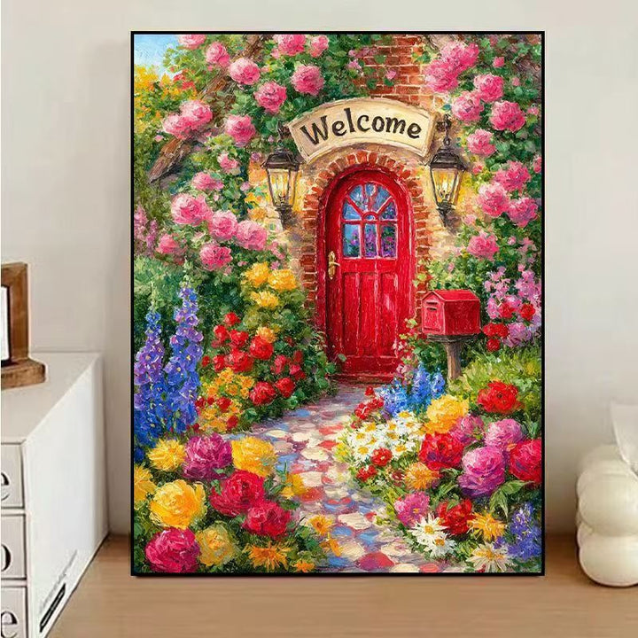 Charming Floral Welcome Canvas Art Kalsten