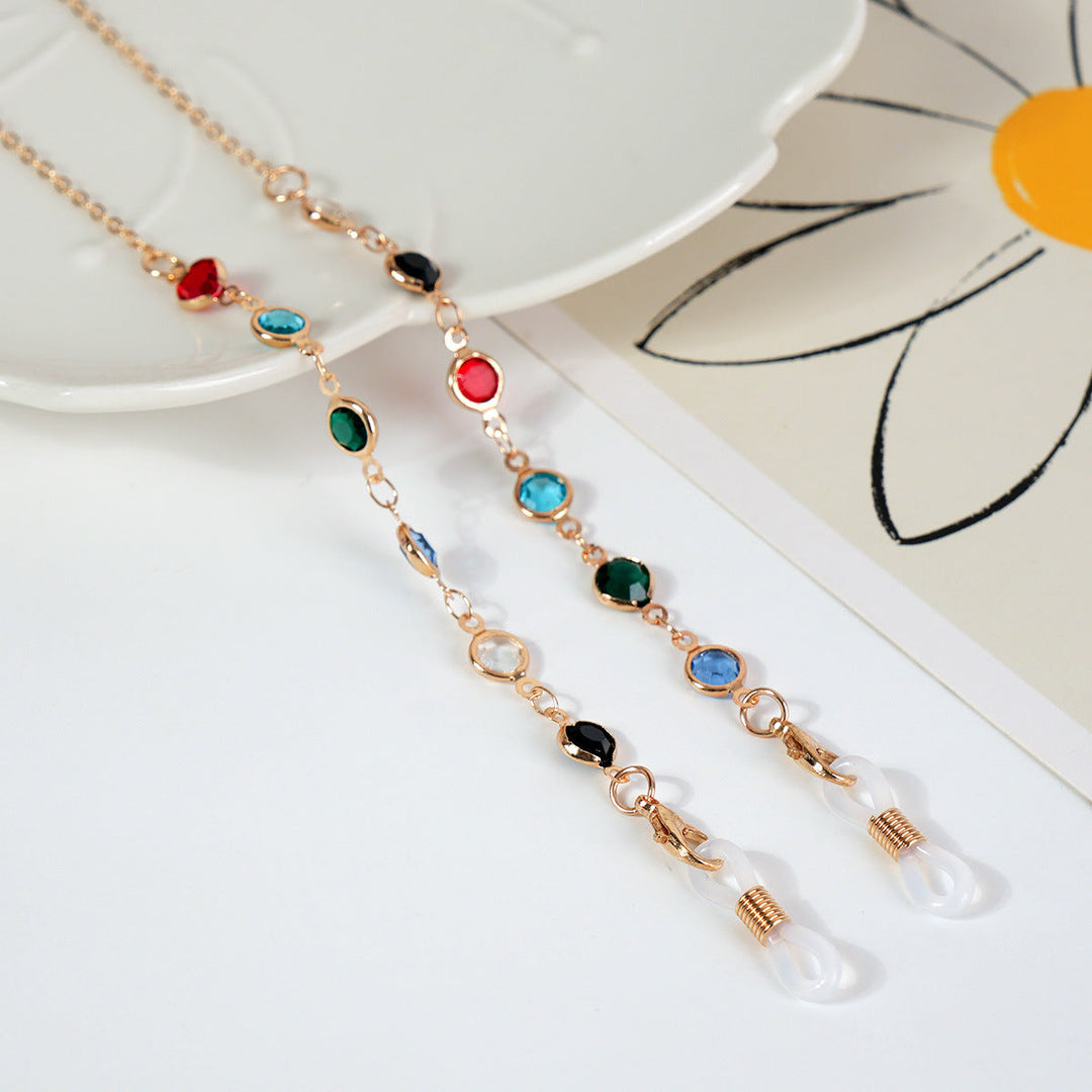 Luxurious Crystal-Embellished Eyewear Chain Kalsten