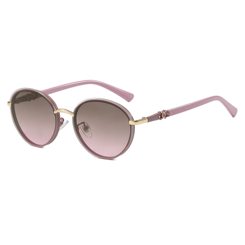 Ladies elegant round sunglasses with mirrored effect Kalsten