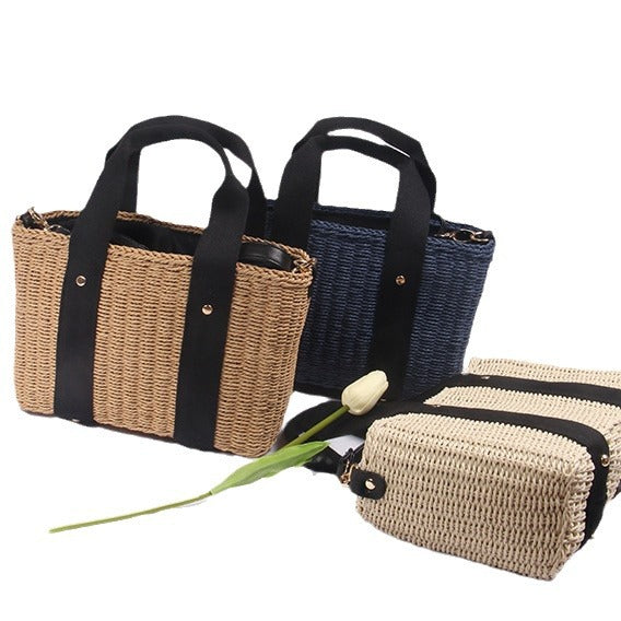 Spacious straw tote bag with comfortable, reinforced handles Kalsten