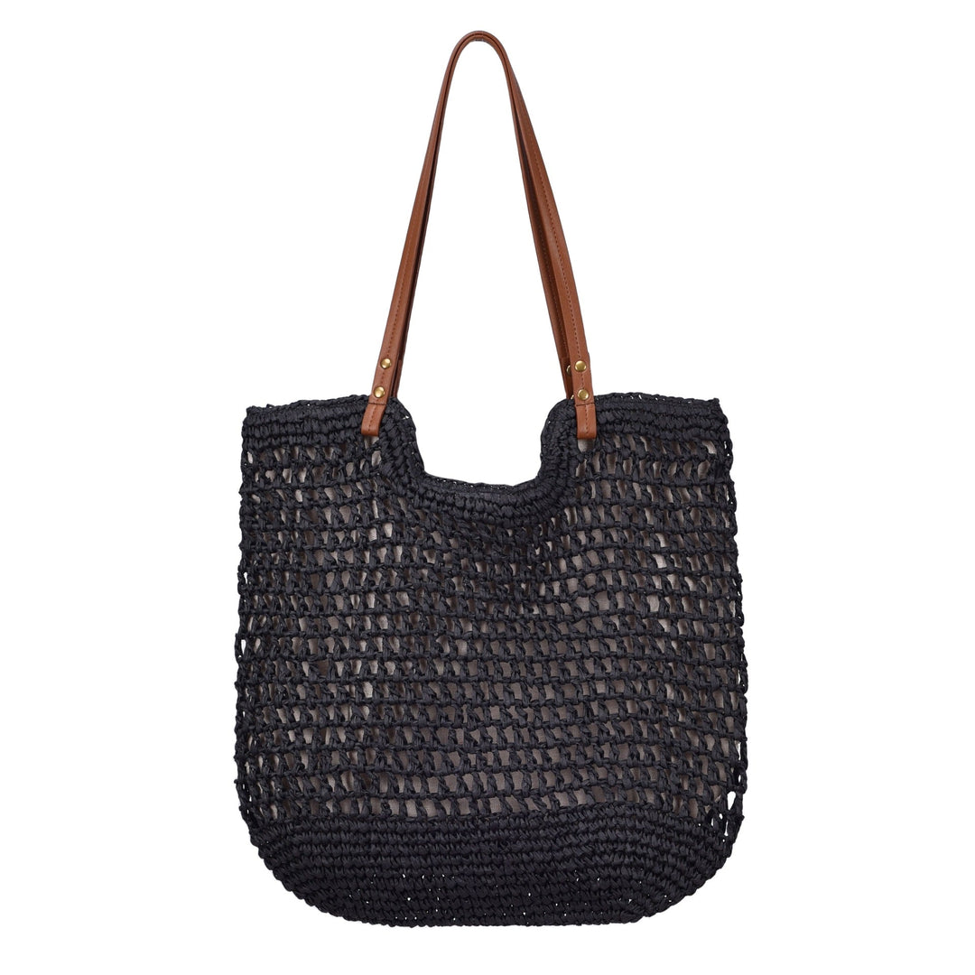 Handwoven cotton bag with leather handles Kalsten