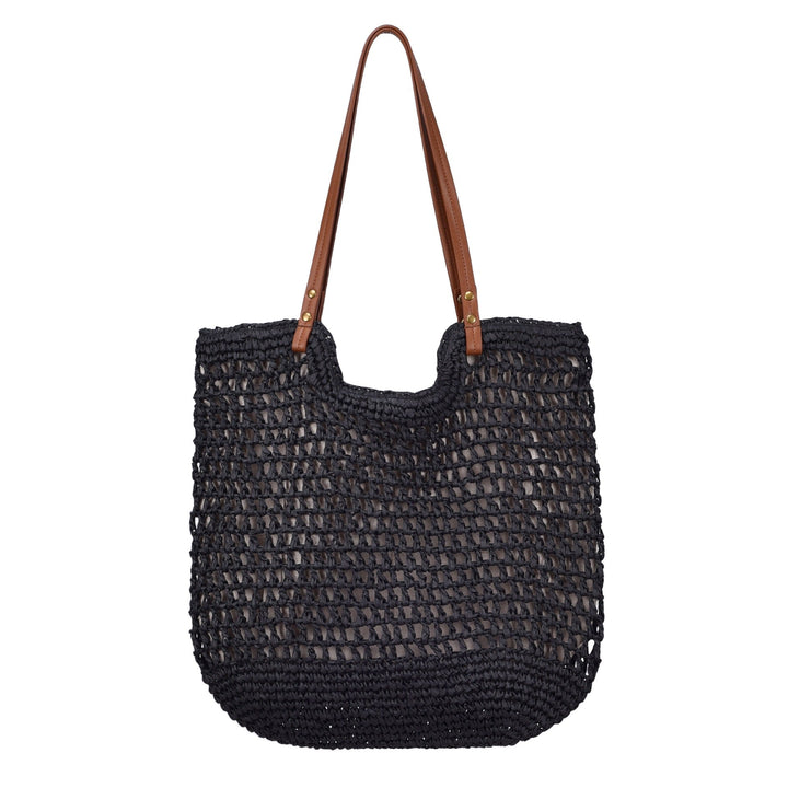 Handwoven cotton bag with leather handles Kalsten