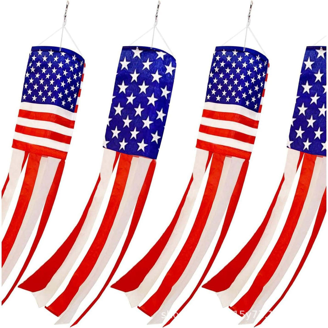 Unisex nan patriotic American flag windsock with long trailing streamers and reinforced hanging loop Kalsten
