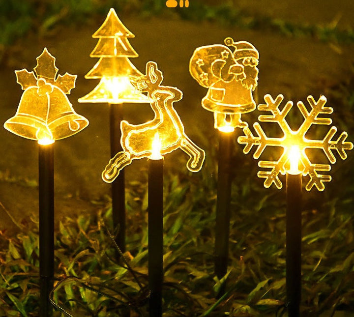 Acrylic Holiday Motif Solar Pathway Stake Lights With Warm LED And Ground Spike Kalsten