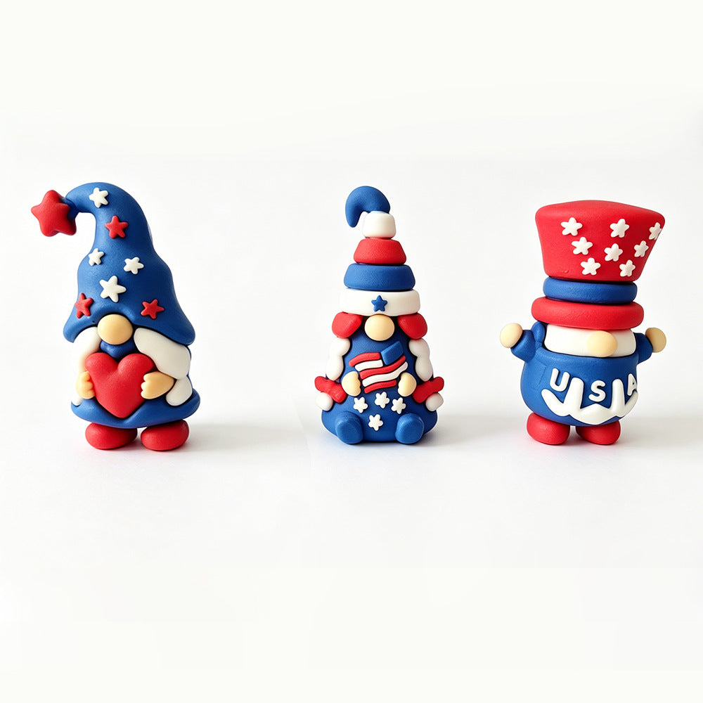 Unisex nan handcrafted decorative gnome set made of air-drying modeling clay with star and heart appliqué Kalsten