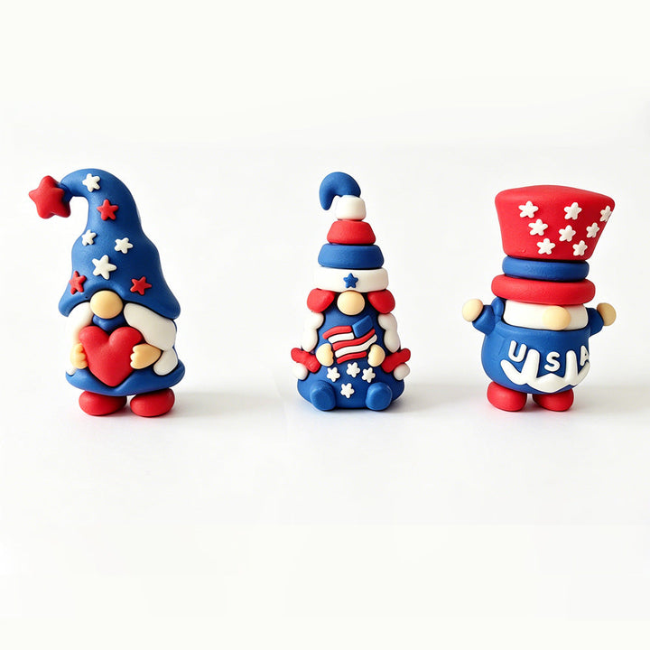 Unisex nan handcrafted decorative gnome set made of air-drying modeling clay with star and heart appliqué Kalsten