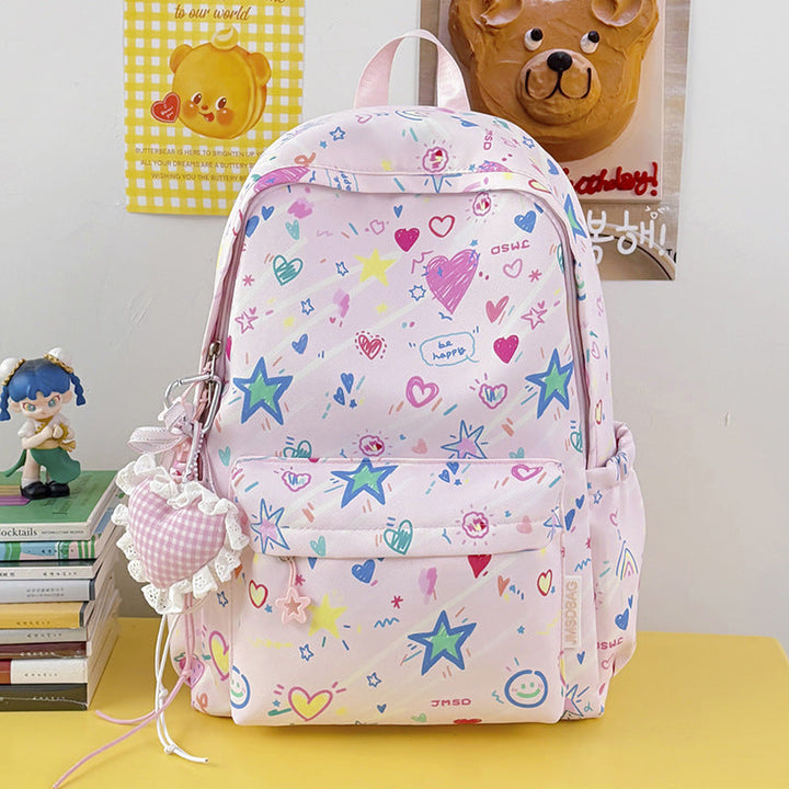 Cartoon-Themed Multi-Pocket School Backpack