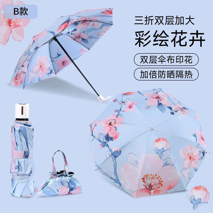 Ladies Folding Umbrella with Elegant Floral Design Kalsten