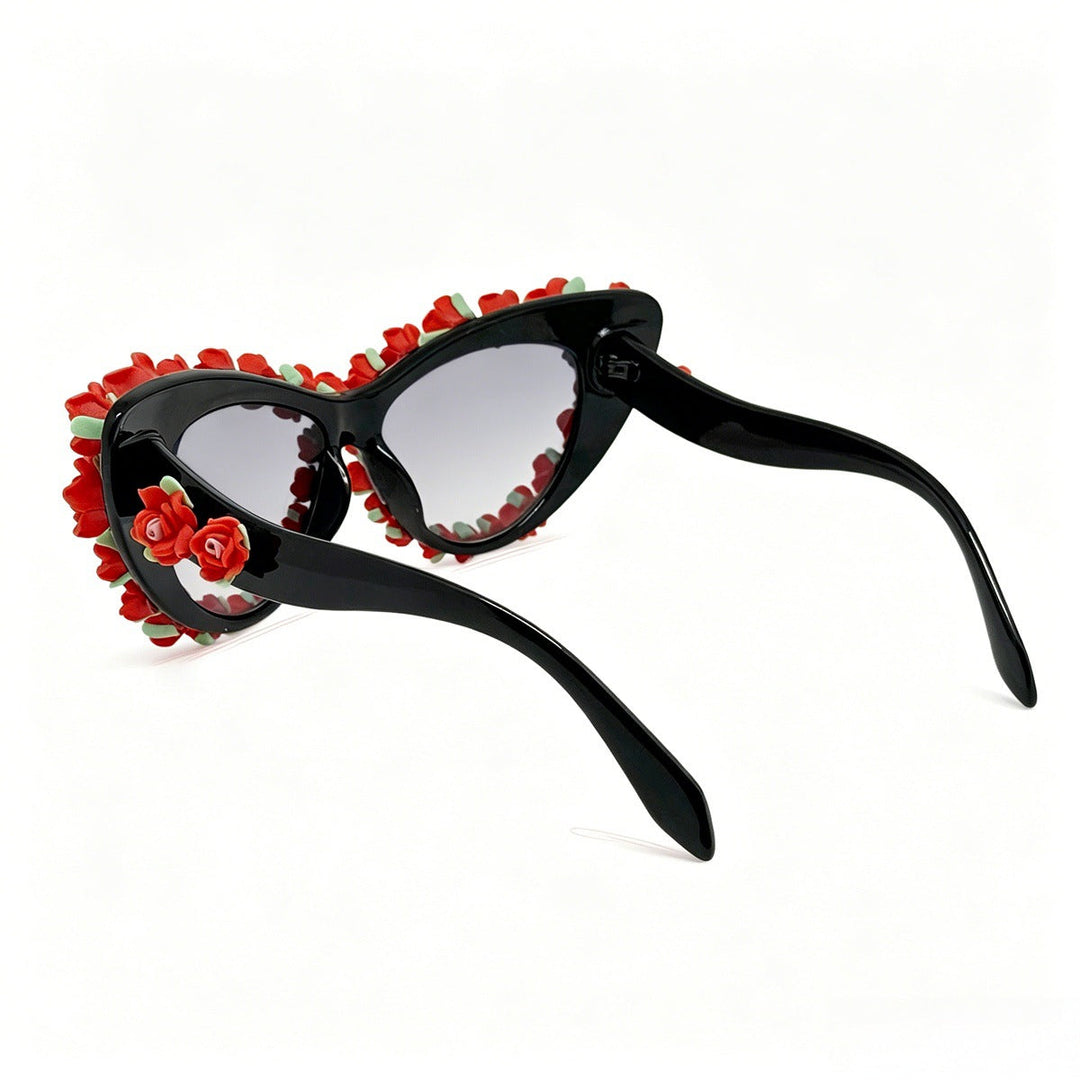 Ladies Cat-Eye Sunglasses with Floral Applications Kalsten