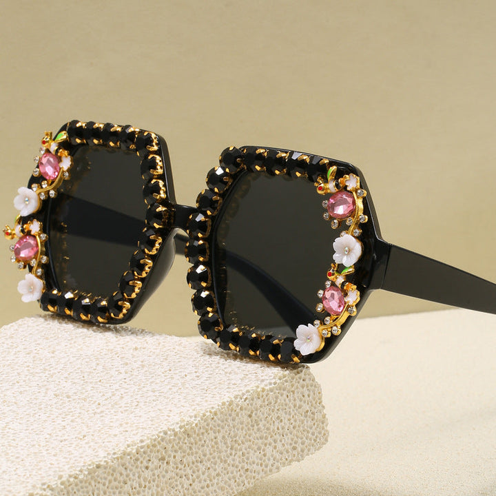 Women's extravagant hexagon sunglasses with crystal embellishment Kalsten
