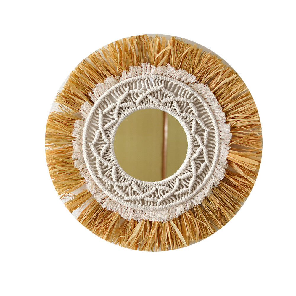 Decorative Macrame Round Wall Mirror Acalora