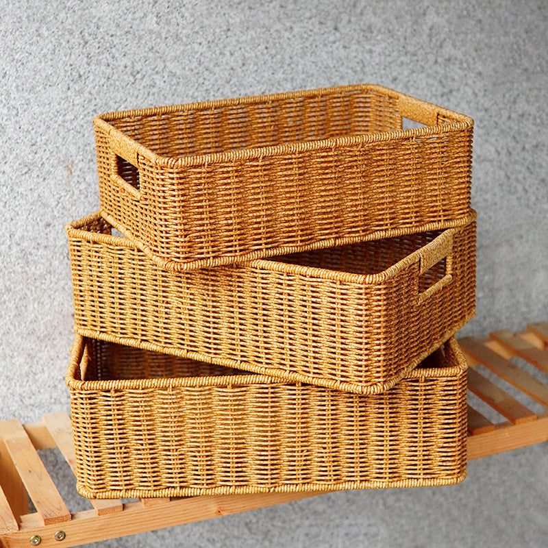 Women's Rectangular Storage Basket Made of Natural Wicker Kalsten