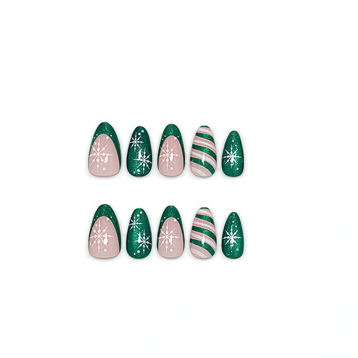 Artificial Nail Set with Elegant Christmas Design Kalsten