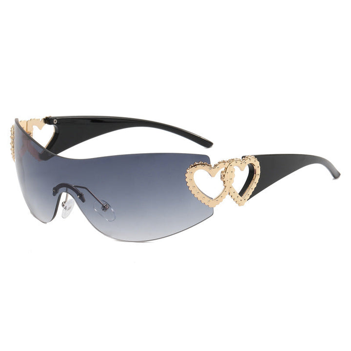 Ladies sporty sunglasses in trendy shield design with heart accents Kalsten