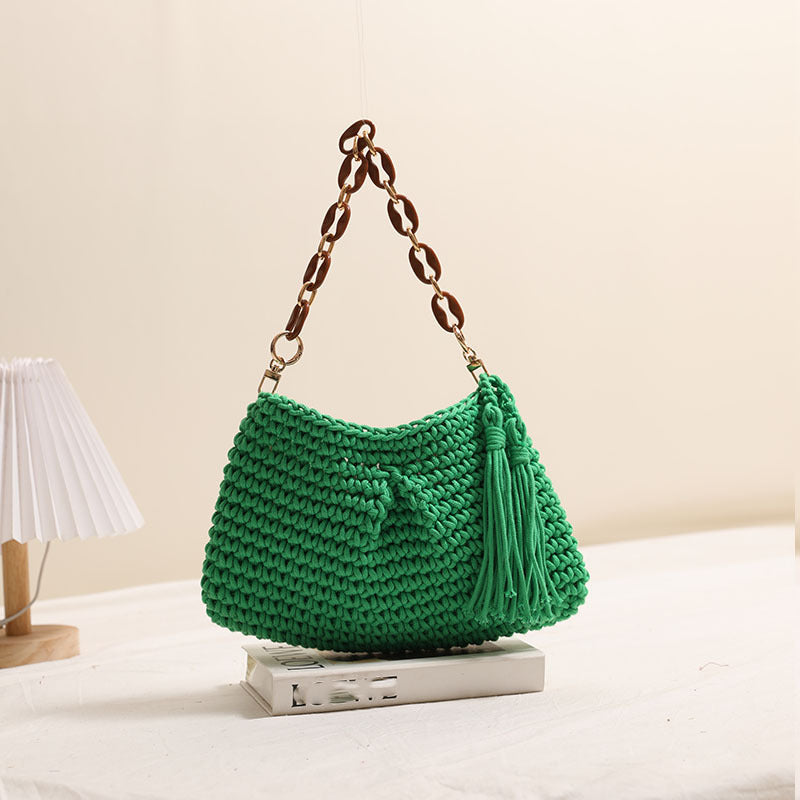 Handcrafted macrame bag with fashionable fringes Kalsten
