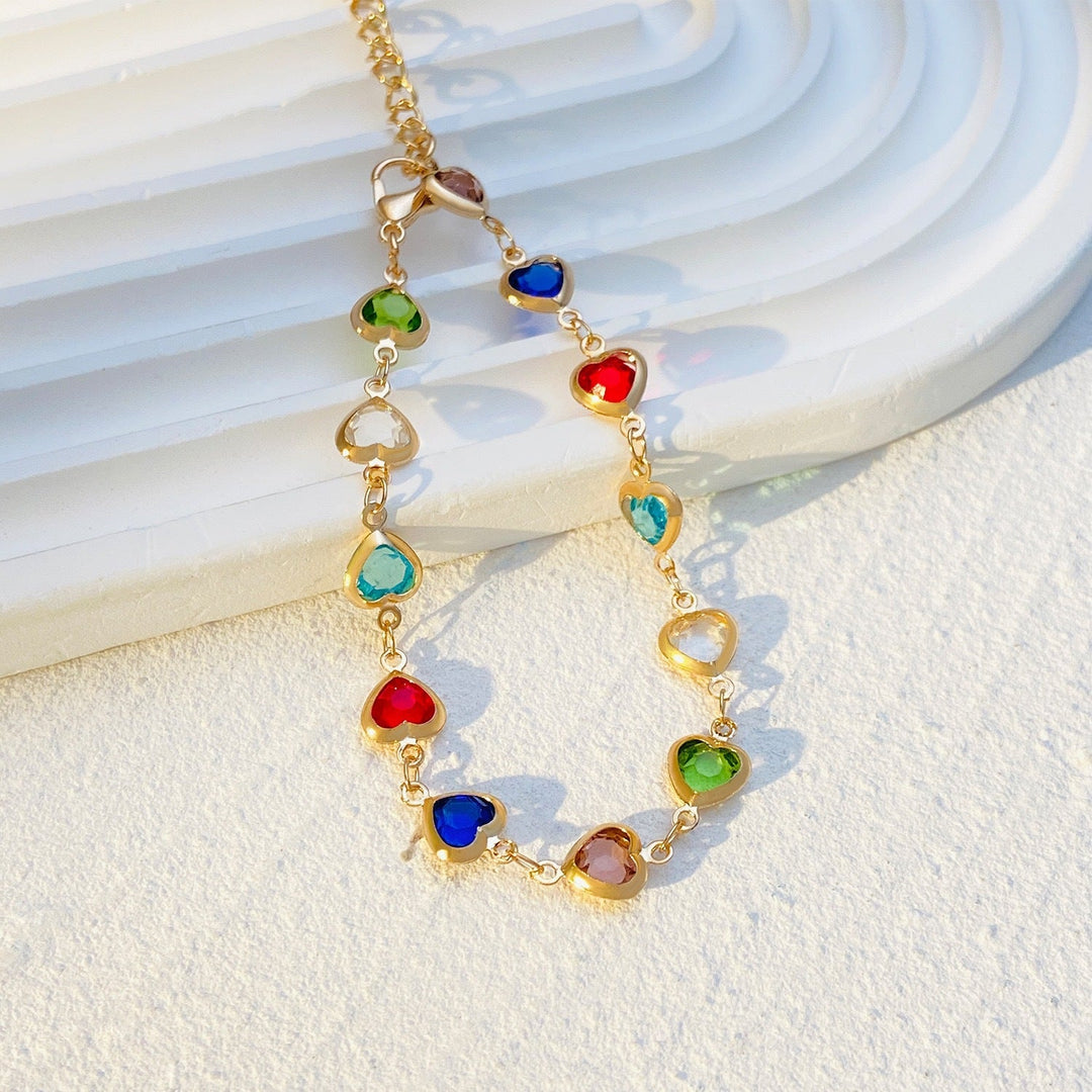 Heart-Shaped Gemstone Charm Bracelet Kalsten