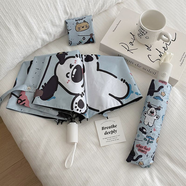 Women Folding Umbrella with Cute Animal Designs and Practical Carrying Case Kalsten