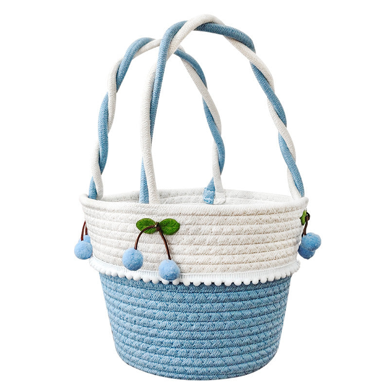 Ladies Playful Storage Basket with Pom-Pom Decoration Kalsten