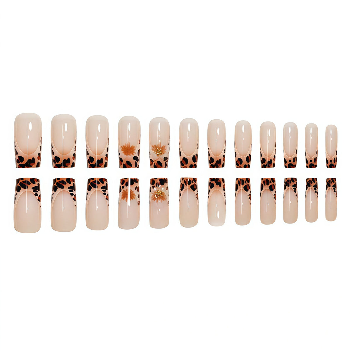 Premium Decorative Press-On Nail Art with Leopard Print Accents Acalora