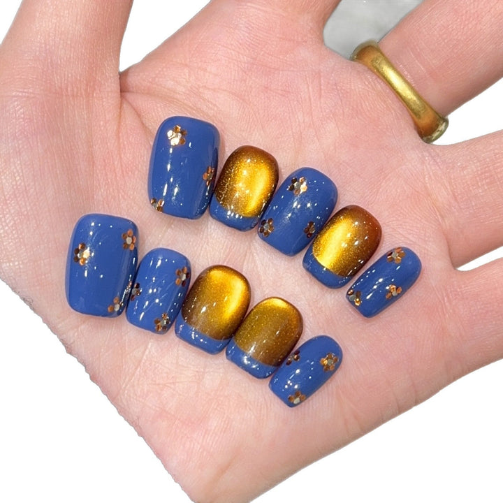 Artificial nails with elegant gradient and sparkling accents Kalsten