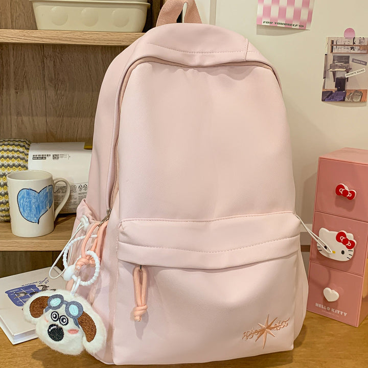Casual Fabric Zip-Up School Backpack